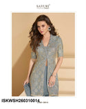 Embroidered Georgette Front Slit Kurti With Sharara And Dupatta-ISKWSH260310014