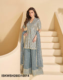 Embroidered Georgette Front Slit Kurti With Sharara And Dupatta-ISKWSH260310014