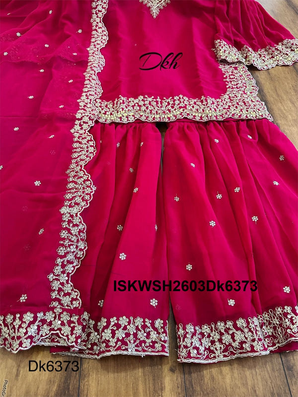 Embroidered Georgette Kurti With Sharara And Dupatta-ISKWSH2603Dk6373