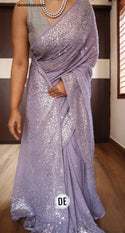 Sequined Chiffon Georgette Silk Saree With Blouse-ISKWSR26038982