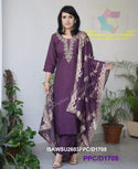 Embroidered Silk Kurti With Pant And Banarasi Weaved Dupatta-ISKWSU2603PPC/D1705