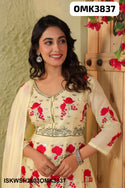 Embroidered Malmal Peplum Kurti With Sharara And Dupatta-ISKWSH2603OMK3837