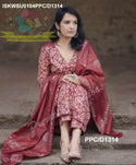 Hand Batik Printed Silk Kurti With Pant And Dupatta-ISKWSU0104PPC/D1314