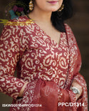 Hand Batik Printed Silk Kurti With Pant And Dupatta-ISKWSU0104PPC/D1314