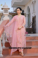 Embroidered Malmal Chanderi Kurti With Silk Pant And Organza Dupatta-ISKWSUFC310325P