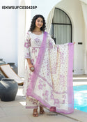 Printed Cotton Kurti With Pant And Dupatta-ISKWSUFC030425P/FC030425B
