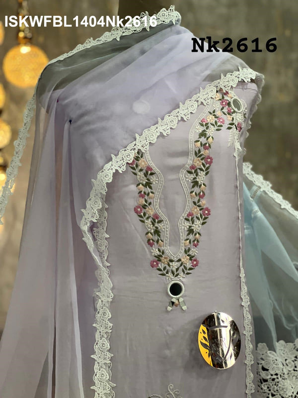 Embroidered Maslin Kurti With Shantoon Bottom And Onbre Dyed Organza Dupatta-ISKWFBL1404Nk2616