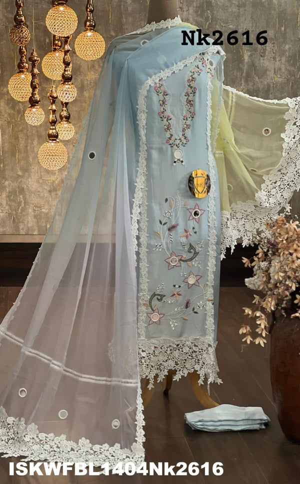 Embroidered Maslin Kurti With Shantoon Bottom And Onbre Dyed Organza Dupatta-ISKWFBL1404Nk2616