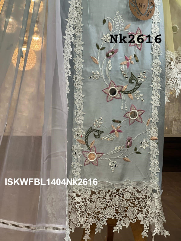 Embroidered Maslin Kurti With Shantoon Bottom And Onbre Dyed Organza Dupatta-ISKWFBL1404Nk2616