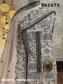 Embroidered Cotton Kurti With Upada Silk Bottom And  Dupatta-ISKWFBL1504Nk2473
