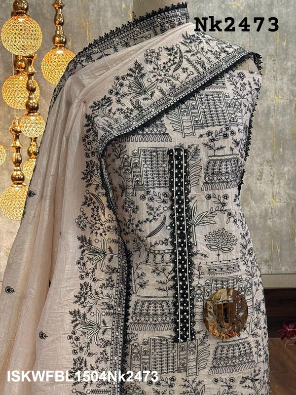 Embroidered Cotton Kurti With Upada Silk Bottom And  Dupatta-ISKWFBL1504Nk2473
