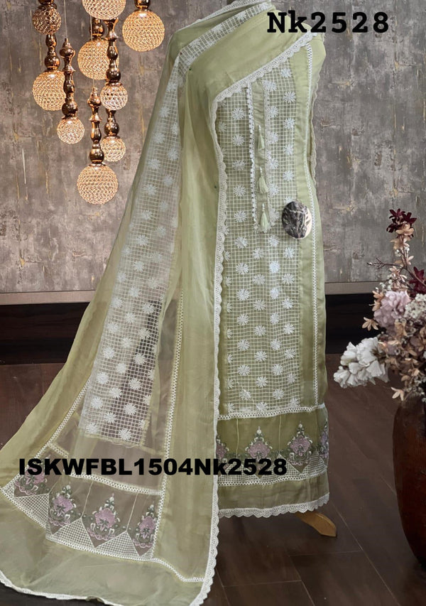 Embroidered Linen Kurti With Bottom And Dupatta-ISKWFBL1504Nk2528