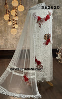 Embroidered Crochet Kurti With Bottom And Net Dupatta-ISKWFBL1604Nk2620