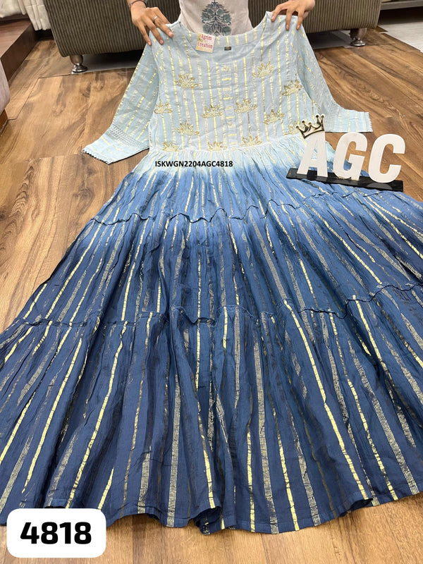 Zari Weaved Malmal Cotton Dress-ISKWGN2204AGC4818