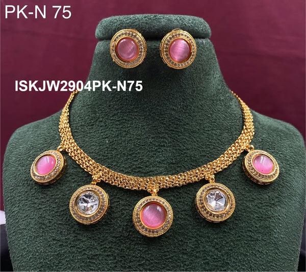 Pure Copper Kundan Jewelry Set-ISKJW2904PK-N75