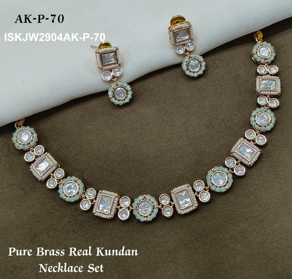 Pure Brass Real Kundan Jewelry Set-ISKJW2904AK-P-70
