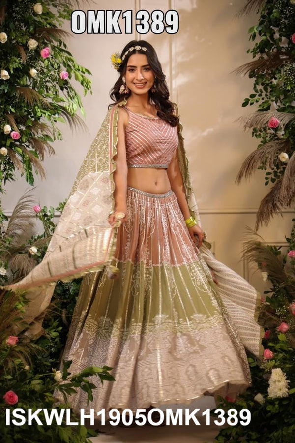 Embroidered Malmal Lehenga With Blouse And Dupatta-ISKWLH1905OMK1389