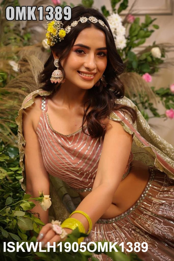 Embroidered Malmal Lehenga With Blouse And Dupatta-ISKWLH1905OMK1389