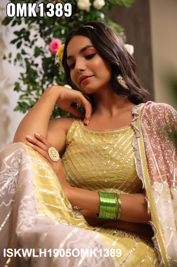 Embroidered Malmal Lehenga With Blouse And Dupatta-ISKWLH1905OMK1389