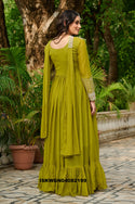 Embroidered Georgette Gown With Dupatta-ISKWGN04082199