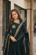Embroidered Georgette Gown With Dupatta-ISKWGN040821990