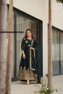 Embroidered Georgette Gown With Dupatta-ISKWGN040821990