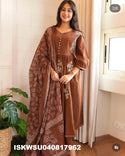 Embroidered Cotton Anarkali Kurti With Pant And Printed Dupatta-ISKWSU040817952