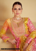 Digital Printed Viscose Crepe Gown With Dupatta-ISKWGN05082999