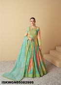 Digital Printed Viscose Crepe Gown With Dupatta-ISKWGN05082999