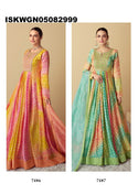 Digital Printed Viscose Crepe Gown With Dupatta-ISKWGN05082999