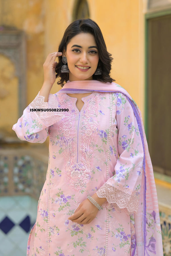 Printed Cotton Kurti With Pant And Dupatta-ISKWSU050822990