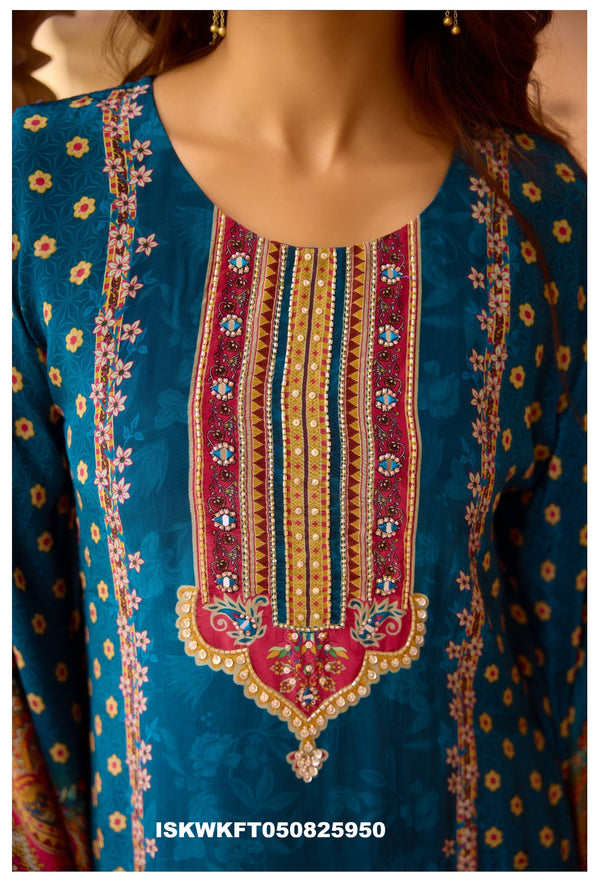 Digital Printed Crepe Kaftan Top With Palazzo-ISKWKFT050825950