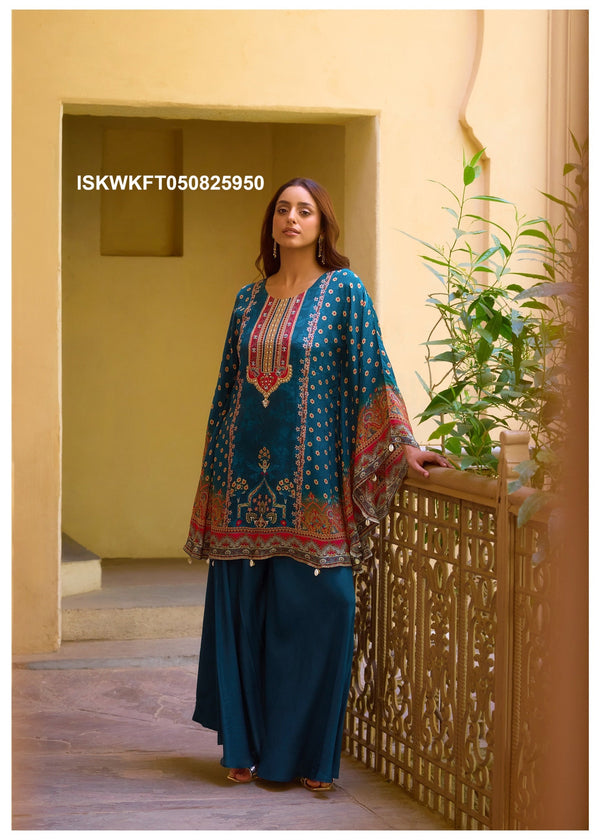 Digital Printed Crepe Kaftan Top With Palazzo-ISKWKFT050825950