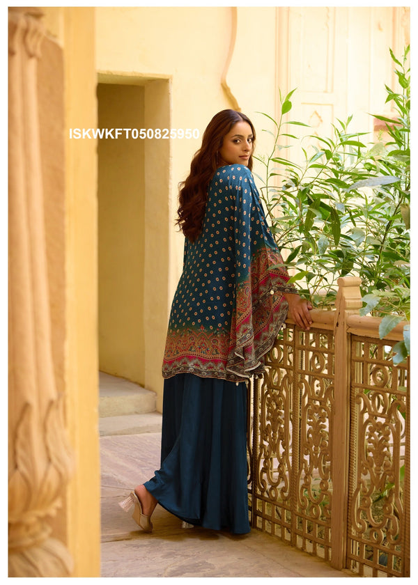 Digital Printed Crepe Kaftan Top With Palazzo-ISKWKFT050825950