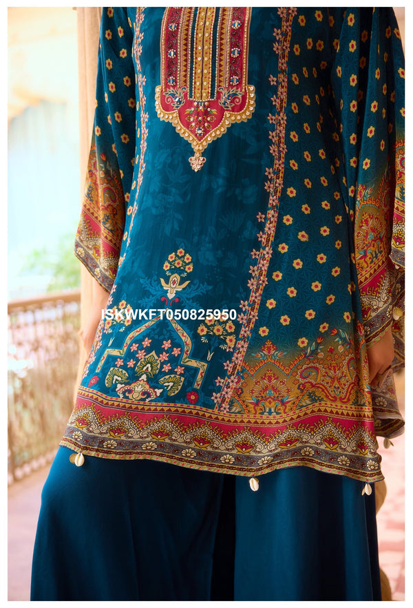 Digital Printed Crepe Kaftan Top With Palazzo-ISKWKFT050825950