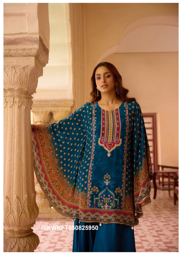 Digital Printed Crepe Kaftan Top With Palazzo-ISKWKFT050825950