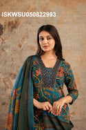 Printed Cotton Kurti With Pant And Dupatta-ISKWSU050822993