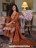 Embroidered Cotton Kurti With Pant And Dupatta-ISKWSU050822994