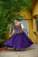 Sequined Silk Peplum Top With Skirt-ISKWSKT050818990