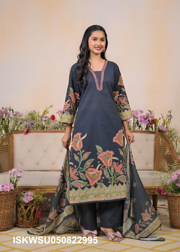 Printed Cotton Kurti With Pant And Dupatta-ISKWSU050822995