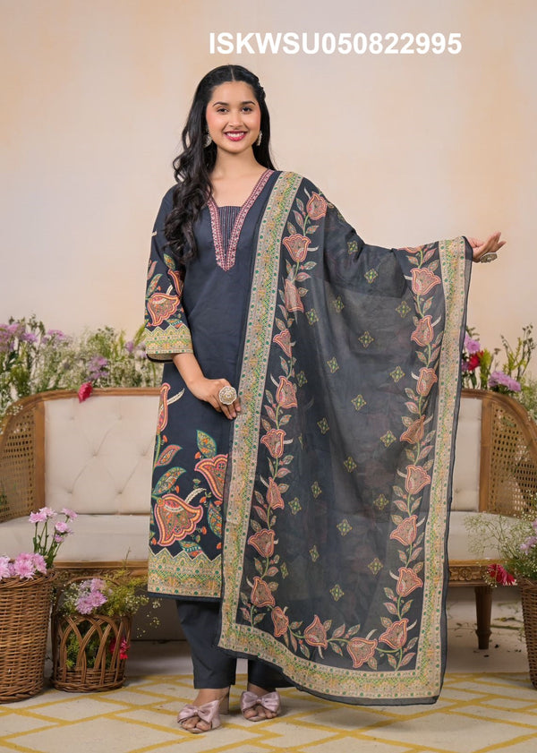 Printed Cotton Kurti With Pant And Dupatta-ISKWSU050822995