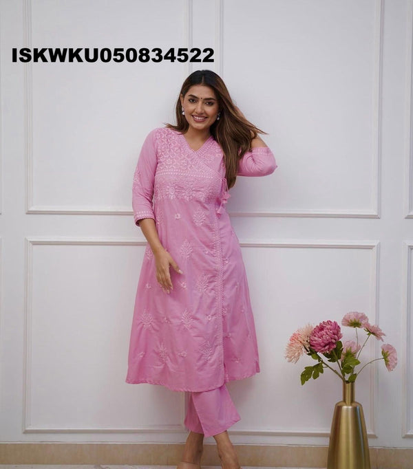 Embroidered Cotton Kurti With Pant-ISKWKU050834522
