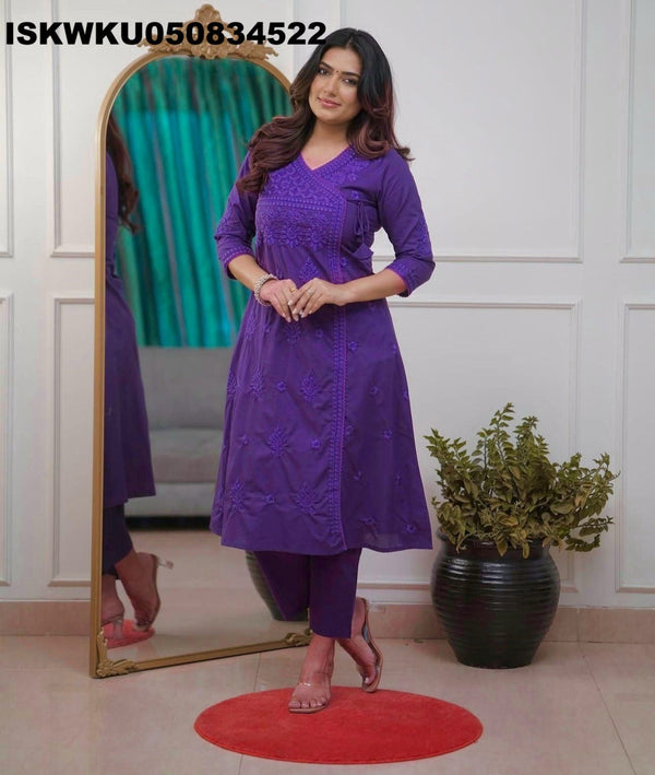 Embroidered Cotton Kurti With Pant-ISKWKU050834522
