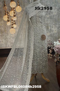 Embroidered Crochet Net Kurti With Silk Bottom And Dupatta-ISKWFBL0608Nk2958