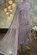Embroidered Crochet Net Kurti With Silk Bottom And Dupatta-ISKWFBL0608Nk2958