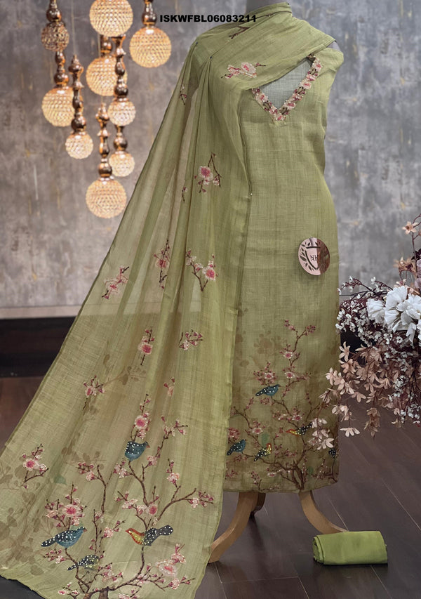 Digital Printed Tissue Linen Kurti With Shantoon Bottom And Dupatta-ISKWFBL06083211