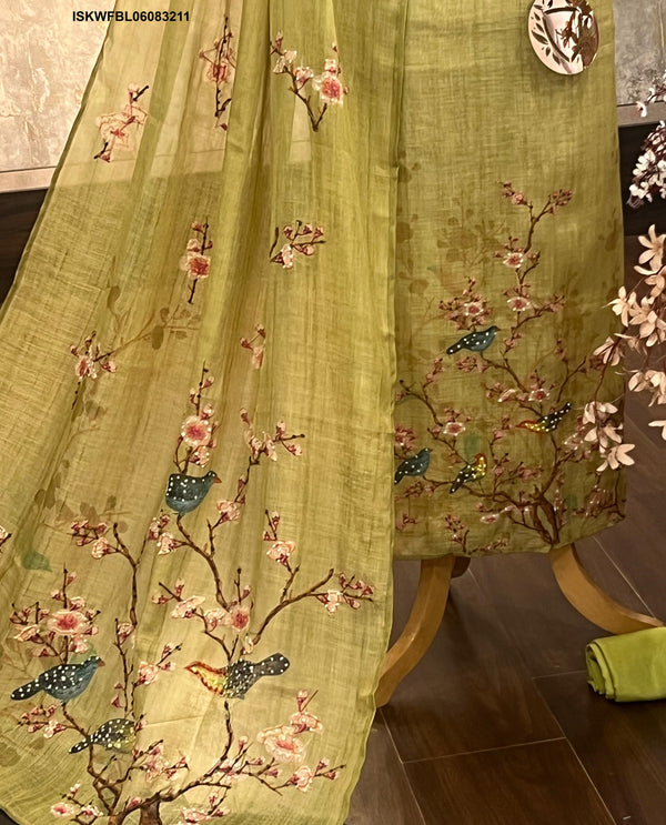 Digital Printed Tissue Linen Kurti With Shantoon Bottom And Dupatta-ISKWFBL06083211