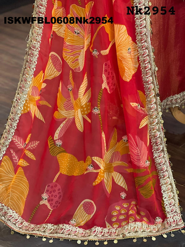 Embroidered Shimmer Tissue Kurti With Upada Silk Bottom And Digital Printed Organza Dupatta-ISKWFBL0608Nk2954