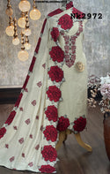Embroidered Malmal Chanderi Kurti With Shantoon Bottom And Dupatta-ISKWFBL0608Nk2972