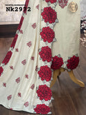 Embroidered Malmal Chanderi Kurti With Shantoon Bottom And Dupatta-ISKWFBL0608Nk2972